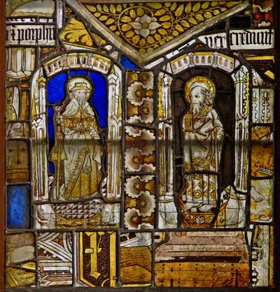 Um painel na janela do leste representando St James com St Paul com a erva de Gromwell acima de English School