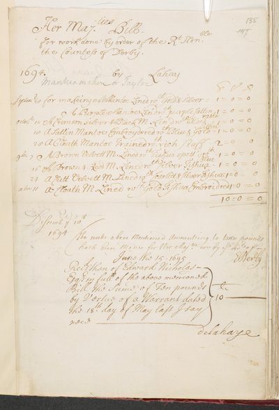 Um documento real, Add MS 5751 A, f.135 de English School