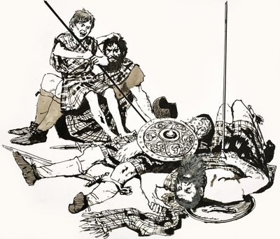 Uma cena da história de Andrew Lang &39;Ian, The Soldier&39;s Son&39; de English School
