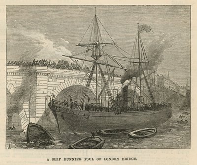 Um, navio, executando, falta, de, ponte londres de English School