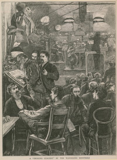 Um concerto de fumar pelos menestréis errantes de English School