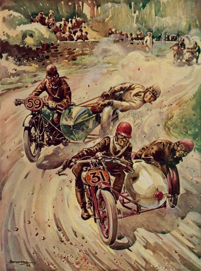 Um troféu turístico de corrida de sidecar (litografia a cores) de English School