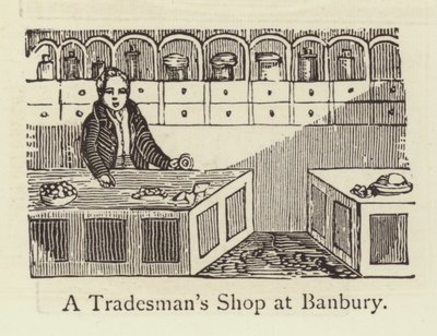 Uma loja de artesanato em Banbury (gravura) de English School