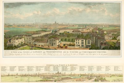 Uma vista das cidades de Londres e Westminster com os subúrbios e o país circunjacente de English School