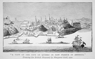 Uma vista da cidade de Quebec na Nova França, na América de English School