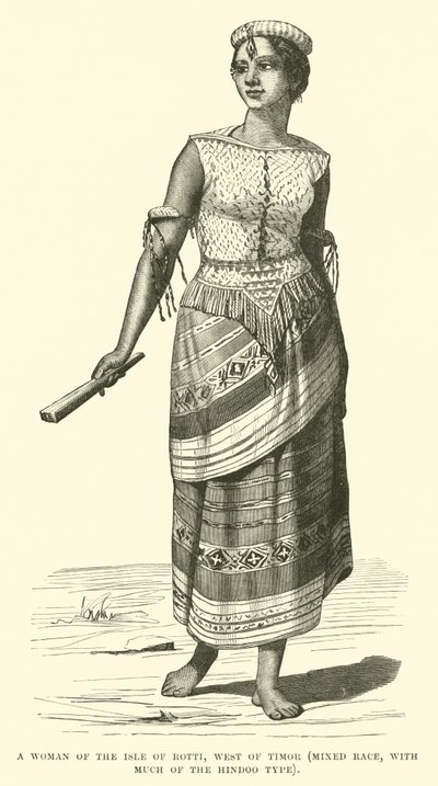 Uma mulher da Ilha de Rotti, a oeste de Timor, raça mista, com grande parte do tipo hindoo de English School