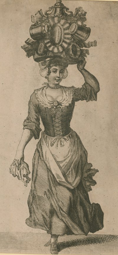 Um, mulheres, carregar, um, variedade, de, metal, objetos, ligado, dela, cabeça de English School