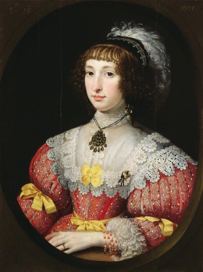 Uma jovem senhora com um toucado de plumas de English School