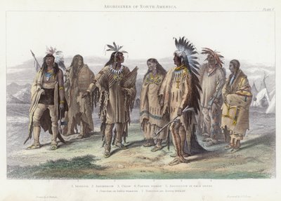 Aborígenes da América do Norte (gravura colorida) de English School