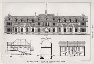 Edifícios Académicos, Nottingham, Terceiro Design Prévio (gravura) de English School
