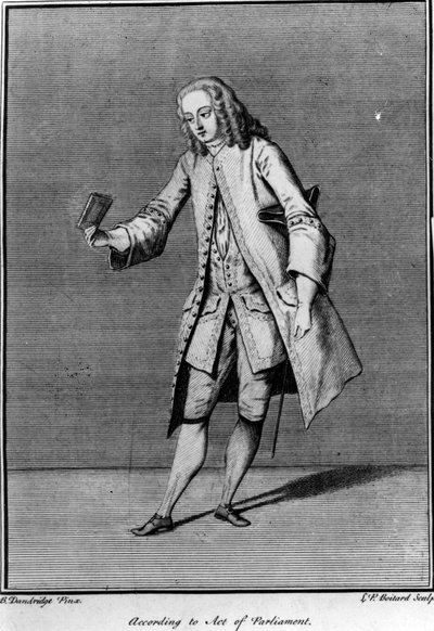 De acordo com a Lei do Parlamento, feita por Louis Phillippe Boltard após Bartholomew Dandridge, 1737 de English School