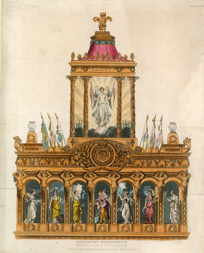 Ackermanns Transparency, exibido para comemorar a paz, junho de 1814 de English School