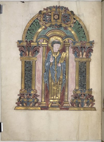 Adicionar. 49598, f.97v, St Swithun, Benedictional de St Aethelwold, 971-984 (velino) de English School
