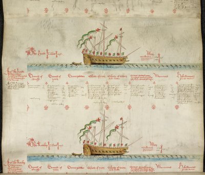 Adicione MS 22047 f.2r, The galleass Heart e o galleass Antelope, de 