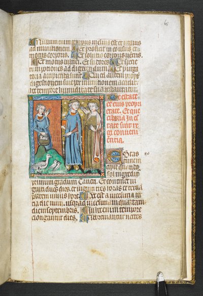 Adicionar MS 47680, f.65r Aristóteles apontando para as aves trazidas ao rei, de Secretum Secretorum, c.1326-27 (vellum) de English School