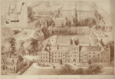 Adições ao Jesus College, Cambridge (gravura) de English School