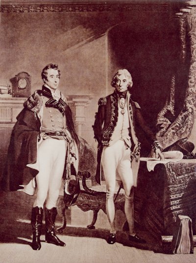 Almirante Nelson (1758-1805) com o Coronel Sir Arthur Wellesley (1769-1852) Duque de Wellington de English School