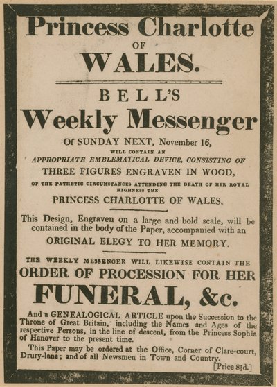 Anúncio de Sinos Mensageiro Semanal do domingo, 16 novembro1817 de English School
