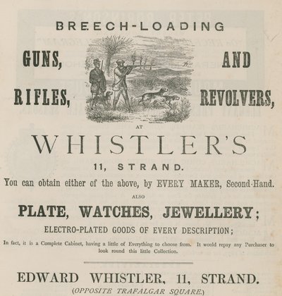 O anúncio de Edward Whistler, 11 Strand, Londres de English School