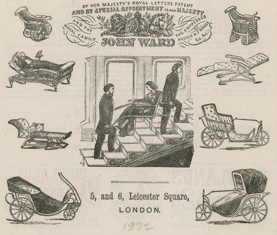 Anúncio de John Ward, fabricante de carruagens inválidas de English School