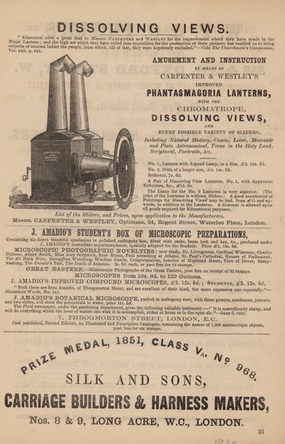 Anúncio para Lanternas de fantasmagoria de English School
