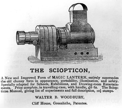 Anúncio para o Sciopticon, c.1860s (papel impresso) de English School
