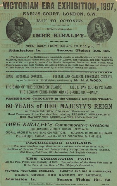 Anúncio para Victorian Era Exhibition, 1897, em Earls Court de English School
