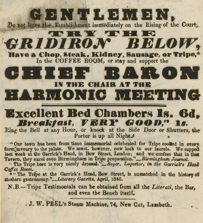 Anúncio para o Garricks Head, Bow Street de English School
