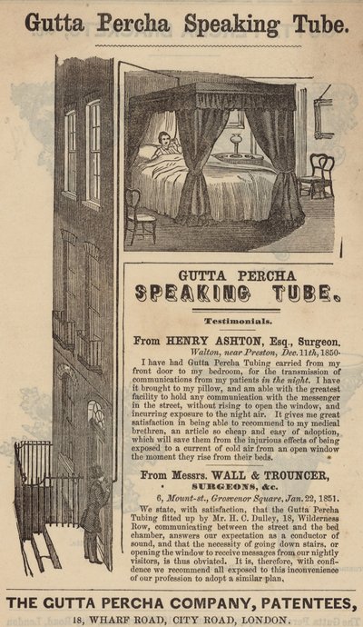 Anúncio para o tubo de fala de Gutta Percha de English School