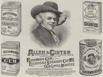 Anúncio, Allen e Ginter (gravura) de English School