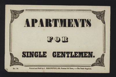 Propaganda: Apartamentos para senhores solteiros (tipo) de English School