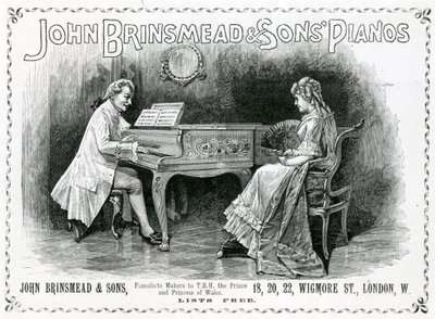 Publicidade, John Brinsmead e Sons Pianos , Ilustração para O Gráfico, 4 de julho de 1891 (gravura) de English School