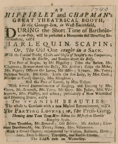 Anúncio para Bartholomew Fair de English School