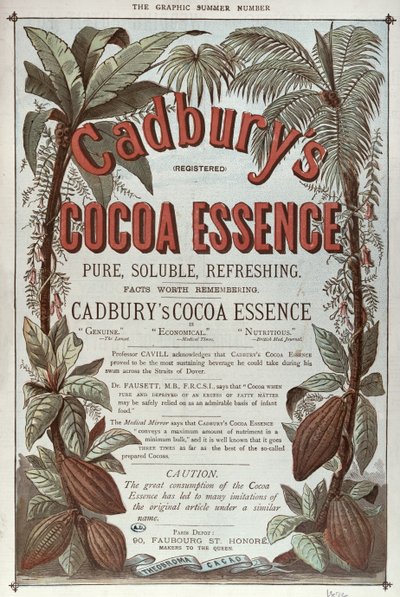 Propaganda para a Essência de Cacau Cadburys, do The Graphic, 1878 de English School