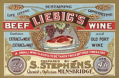 Propaganda para o vinho de vaca Liebigs de English School
