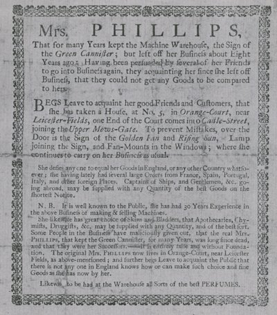 Anúncio para a Sra. Phillips de English School