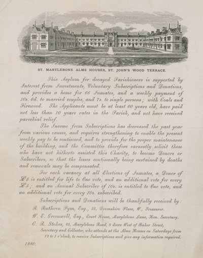 Propaganda para St Marylebone Alms Houses de English School