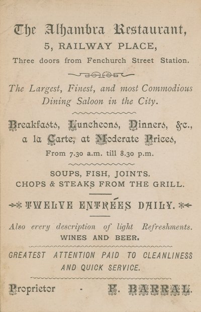 Propaganda para o restaurante Alhambra de English School