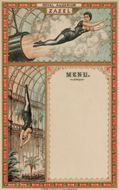 Anúncio para Zazel the Human Cannonball de English School