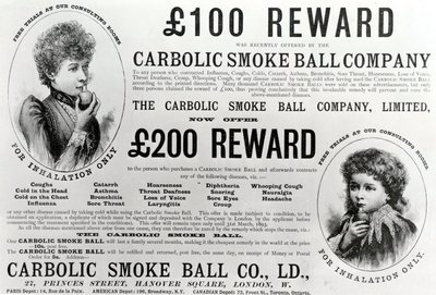 Anúncio para a empresa Carbolic Smoke Ball, 1893 de English School
