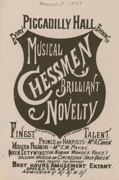 Propaganda para o novato musical Chessmen Novidade brilhante de English School