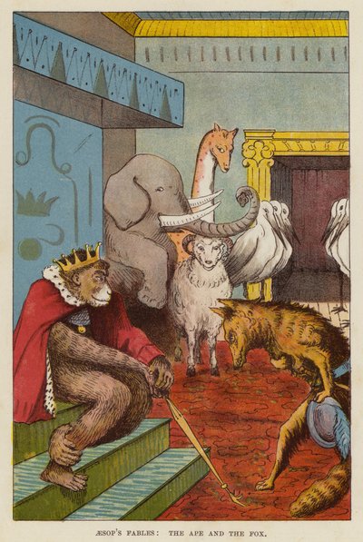 As Fábulas de Esopo: O macaco e a raposa (chromolitho) de English School