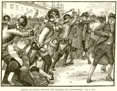 Affray em Boston entre os soldados e os fabricantes de cordas de English School