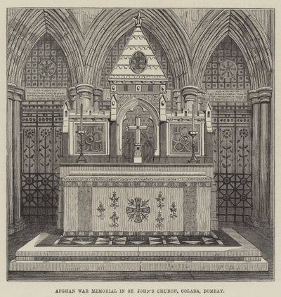 Memorial da Guerra Afegã na Igreja de São João, Colaba, Bombaim (gravura) de English School