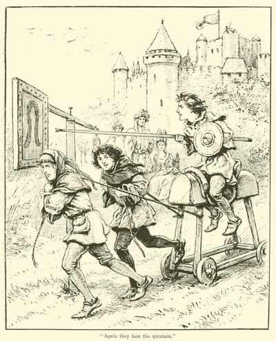 "Novamente eles enfrentam a quintain" (gravura) de English School