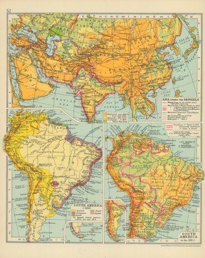Aisa sob o domínio dos mongóis. América do Sul c 1650. A América do Sul no século XIX (litografia a cores) de English School