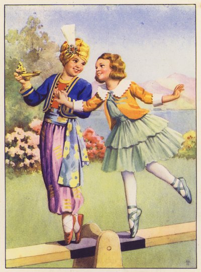 Aladino e Margery Daw (litografia a cores) de English School