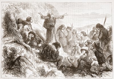 Adoradores albigenses nas margens do Ródano, ilustração da História do Protestantismo por James Aitken Wylie (1808-1890), pub. 1878 de English School
