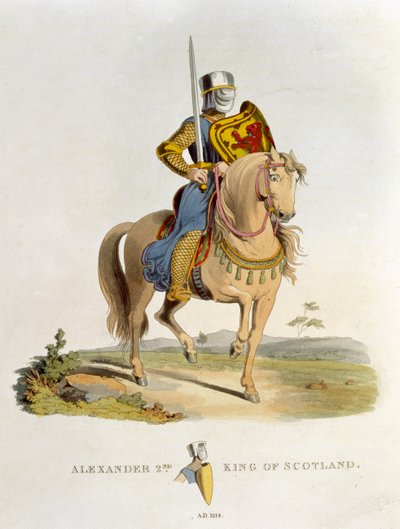 Alexandre II, Rei da Escócia (1198-1249) 1214, da Ancient Armor de Samuel Rush Meyrick, 1824 de English School