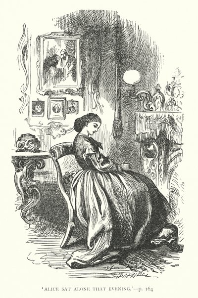Alice sentou-se sozinha nessa noite" (gravura) de English School